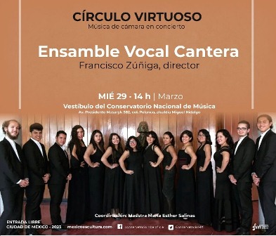 Ofrecerá concierto a capela el Ensamble Vocal Cantera en el Conservatorio Nacional de Música