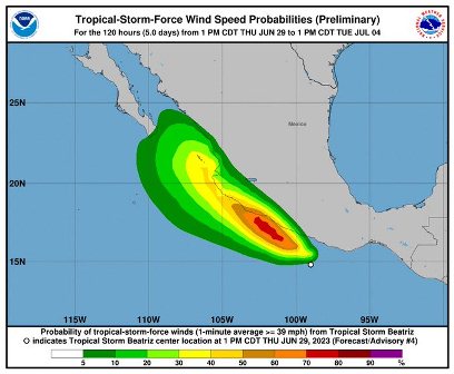 Evoluciona Depresión Tropical DOS-E a Tormenta Tropical “Beatriz”