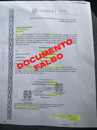Alertan sobre falsificación de órdenes de adscripción de plazas docentes en Oaxaca