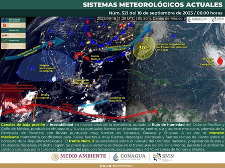 Provocarán canales de Baja Presión lluvias ligeras en varias regiones de Oaxaca