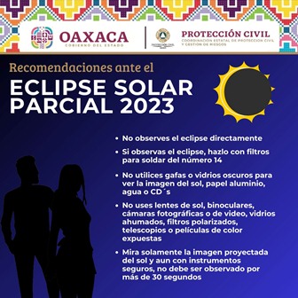 Emite Protección Civil recomendaciones ante próximo eclipse solar parcial