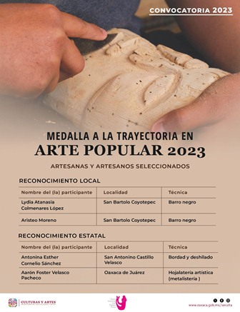 Dan a conocer a maestras y maestros artesanos ganadores de la Medalla a la Trayectoria en Arte Popular 2023