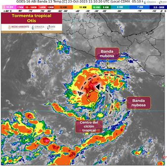Provocará “Otis” lluvias puntuales fuertes en Costa, Sierra Sur, Mixteca e Istmo de Tehuantepec