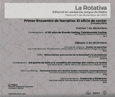 Primer Encuentro de Narrativa: El oficio de contar, en La Tallera