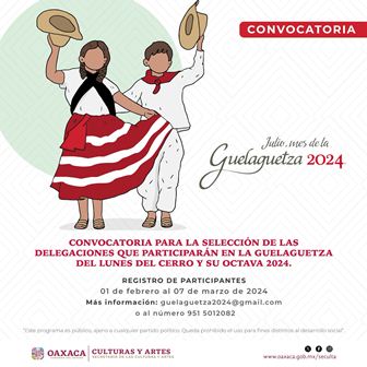 Lanza Seculta convocatoria para elegir delegaciones que participarán en la Guelaguetza 2024