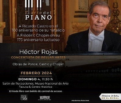 Rendirá pianista Héctor Rojas homenaje a Ricardo Castro y a Frédéric Chopin