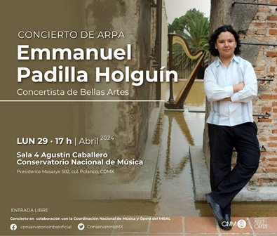 México moderno y España nacionalista, concierto que ofrecerá el arpista Emmanuel Padilla