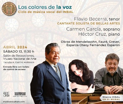 Concertistas de Bellas Artes ofrecerán en abril ocho conciertos en el marco del ciclo “Los colores de la voz”