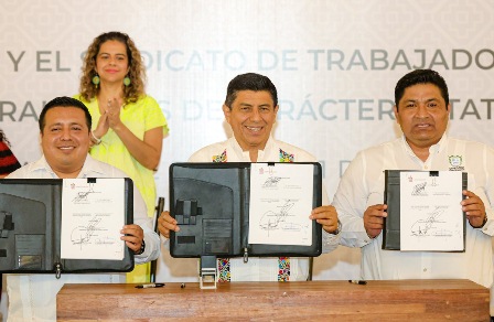 Firman Gobierno de Oaxaca y STPEIDCEO Convenio del Pliego Petitorio 2024; aumento global de 8.1%
