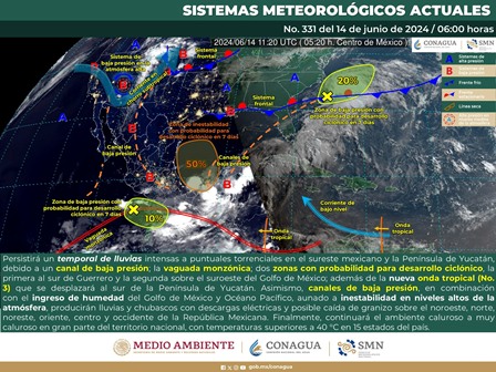 Pronostican lluvias fuertes durante los próximos cinco días en Oaxaca