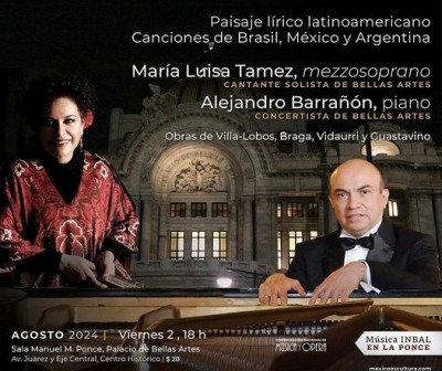 Interpretarán María Luisa Tamez y Alejandro Barrañón “Paisaje lírico latinoamericano. Canciones de Brasil, México y Argentina”