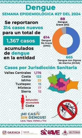 Inicia segunda etapa de nebulizaciones espaciales contra el dengue; Suman mil 367 casos en Oaxaca