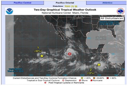 Mantiene Protección Civil de Oaxaca en vigilancia la Depresión Tropical Tres-E