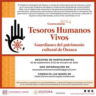 Lanza Seculta la convocatoria Tesoros Humanos Vivos 2024