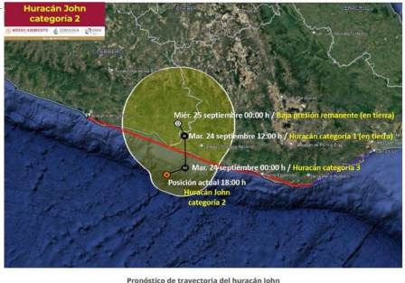 Alerta máxima por Huracán “John” categoría 2 que se aproxima a las costas de Oaxaca y Guerrero