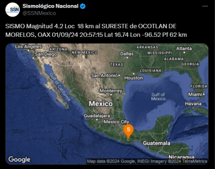 Sin afectaciones tras sismo percibido en Valles Centrales de Oaxaca