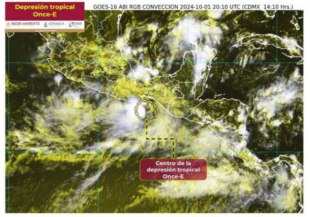 Se forma Depresión Tropical Once-E en el Golfo de Tehuantepec