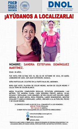 Definen líneas de investigación para localización de Sandra Domínguez y Alexander Hernández