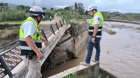 Supervisa Protección Civil de Oaxaca puente colapsado en San Pablo Villa de Mitla