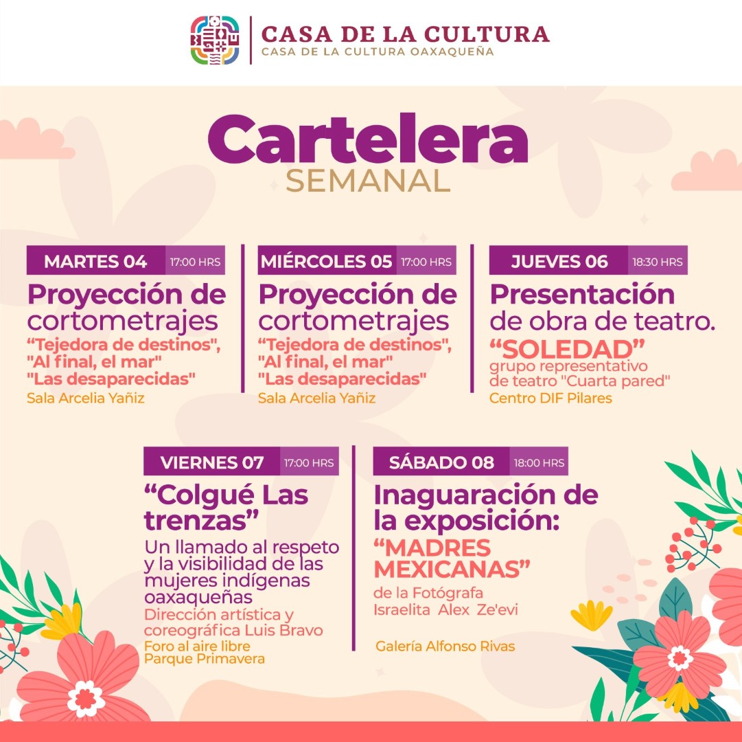 Por el Día Internacional de la Mujer; Invita Casa de la Cultura Oaxaqueña a actividades artísticas con perspectiva de género