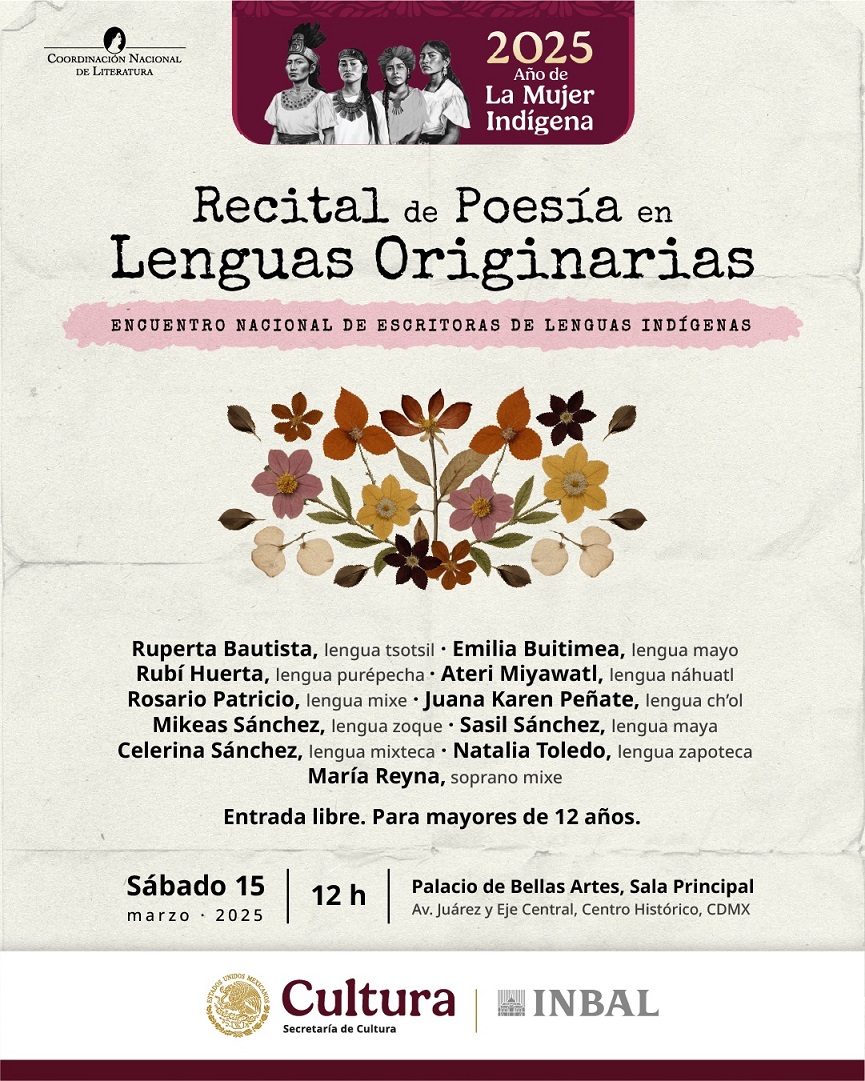 Resonará poesía en lenguas originarias por primera vez en la sala principal del Palacio de Bellas Artes