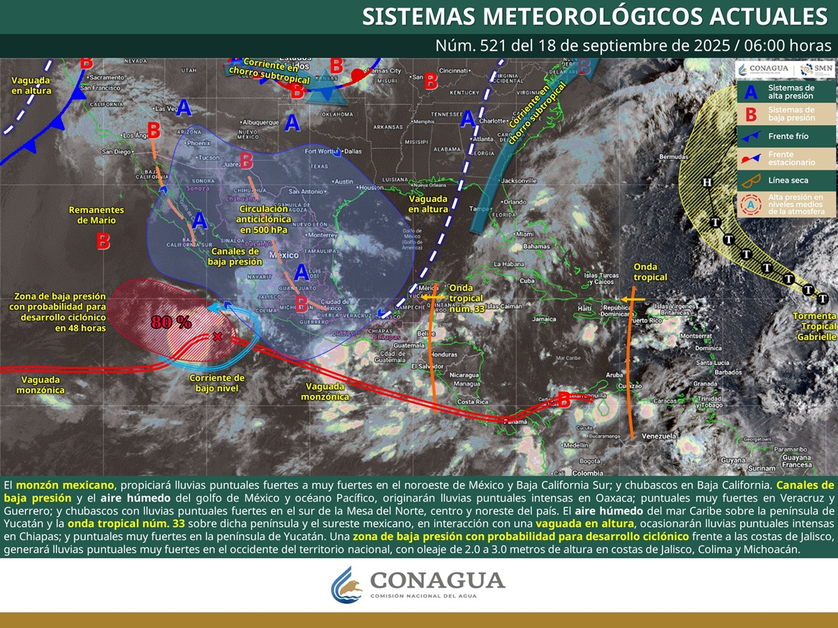 Continuarán tormentas, actividad eléctrica y chubascos en gran parte de Oaxaca