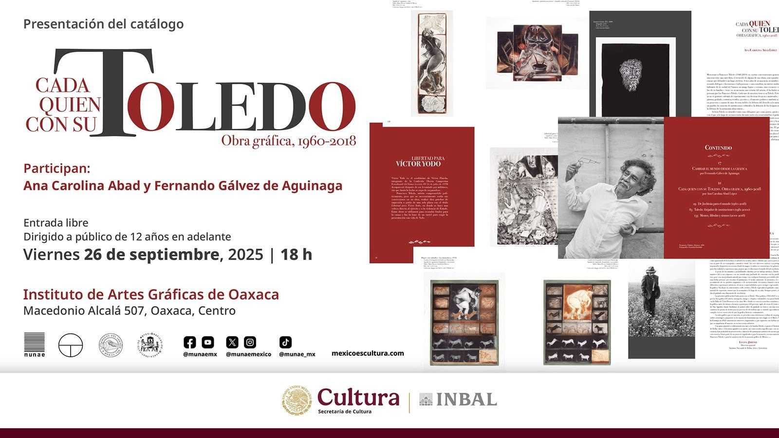 Presenta Instituto de Artes Gráficas de Oaxaca Catálogo sobre la obra gráfica de Francisco Toledo