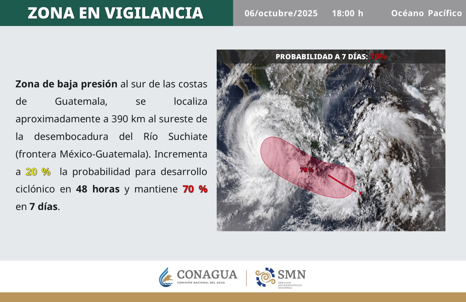 Prevén lluvias torrenciales en Oaxaca por sistema de baja presión, Protección Civil recomienda a la población estar atenta a efectos
