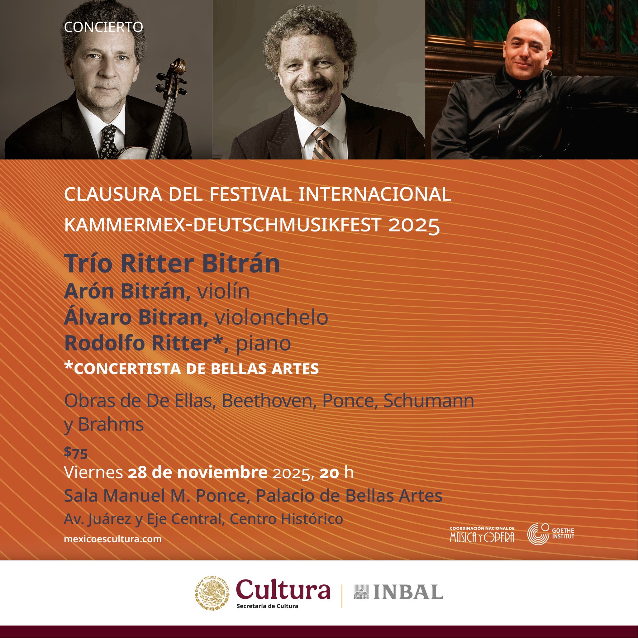 Cierra Trío Ritter Bitrán Festival de Música de Compositores Alemanes y Mexicanos