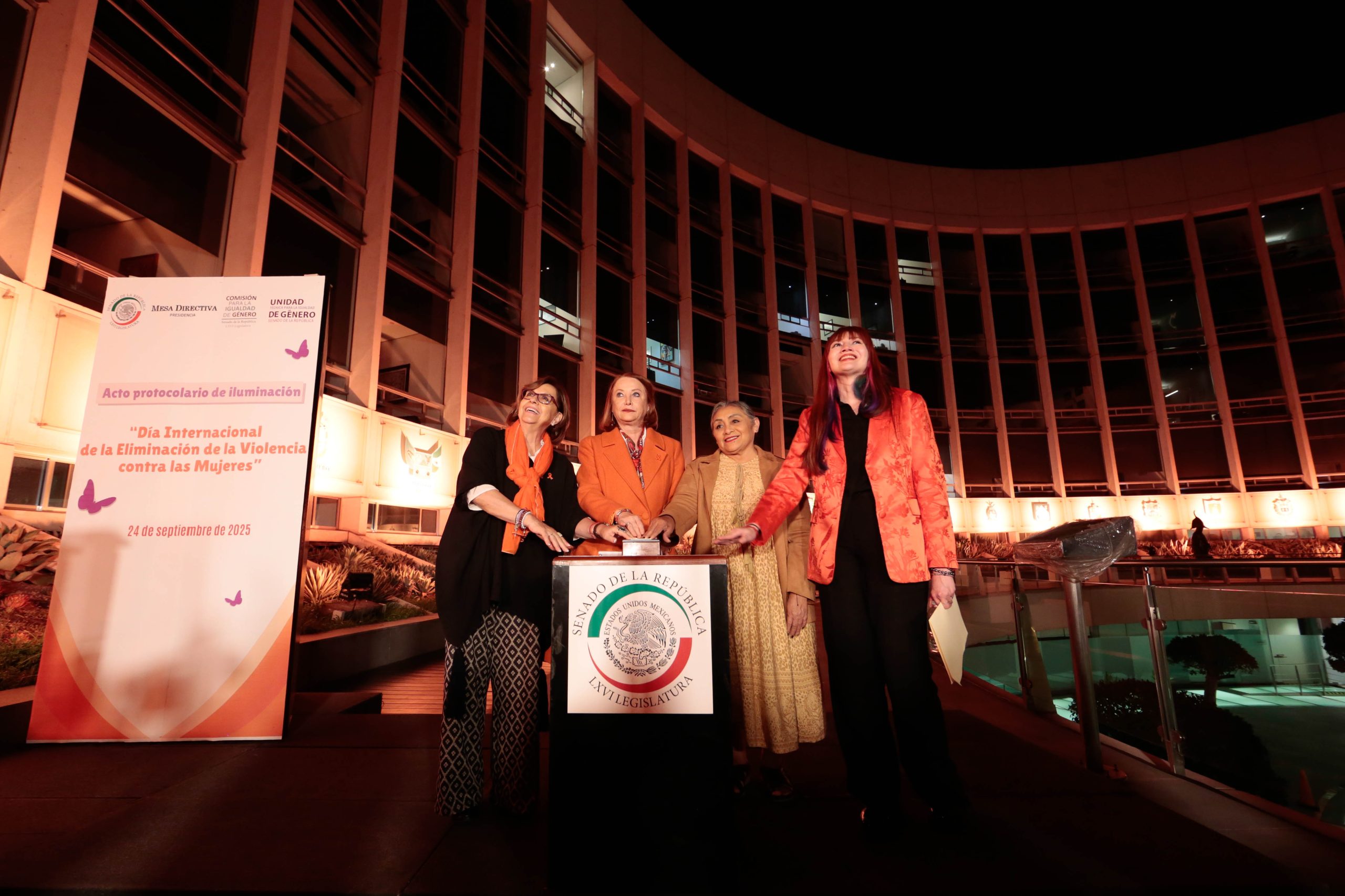 Iluminan Senado con motivo del “Día Internacional de la Eliminación de la Violencia contra las Mujeres”