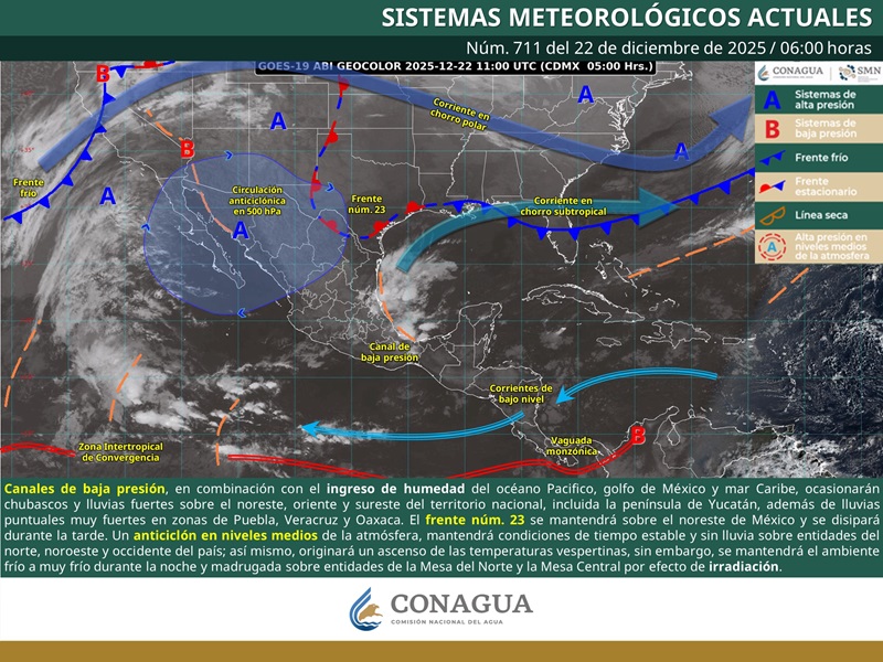 Se prevén lluvias y ambiente frío en gran parte del estado de Oaxaca por inestabilidad atmosférica