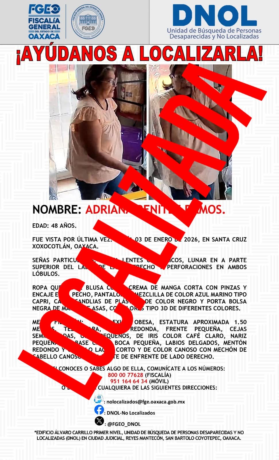 Localizan en 72 horas a tres mujeres reportadas como no localizadas; se trató de ausencias voluntarias: FGEO