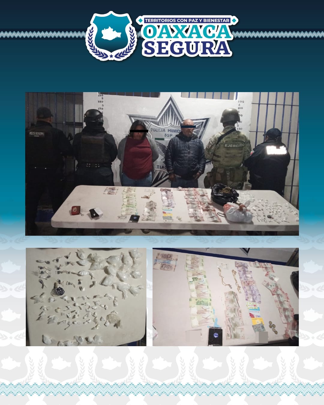 Detienen a dos personas por presunta comisión de delitos contra la salud en Tlacolula, Oaxaca