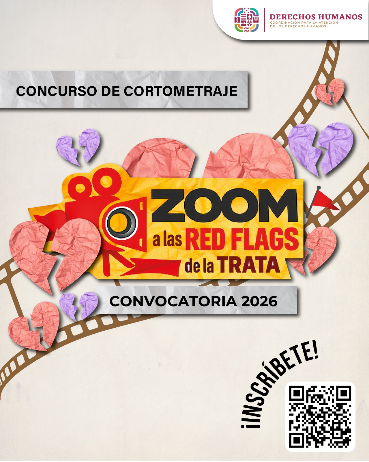 Invita CADH a participar en Concurso Estatal de Cortometrajes “Zoom a las Red Flags de la Trata”, orientado a prevenir trata de personas