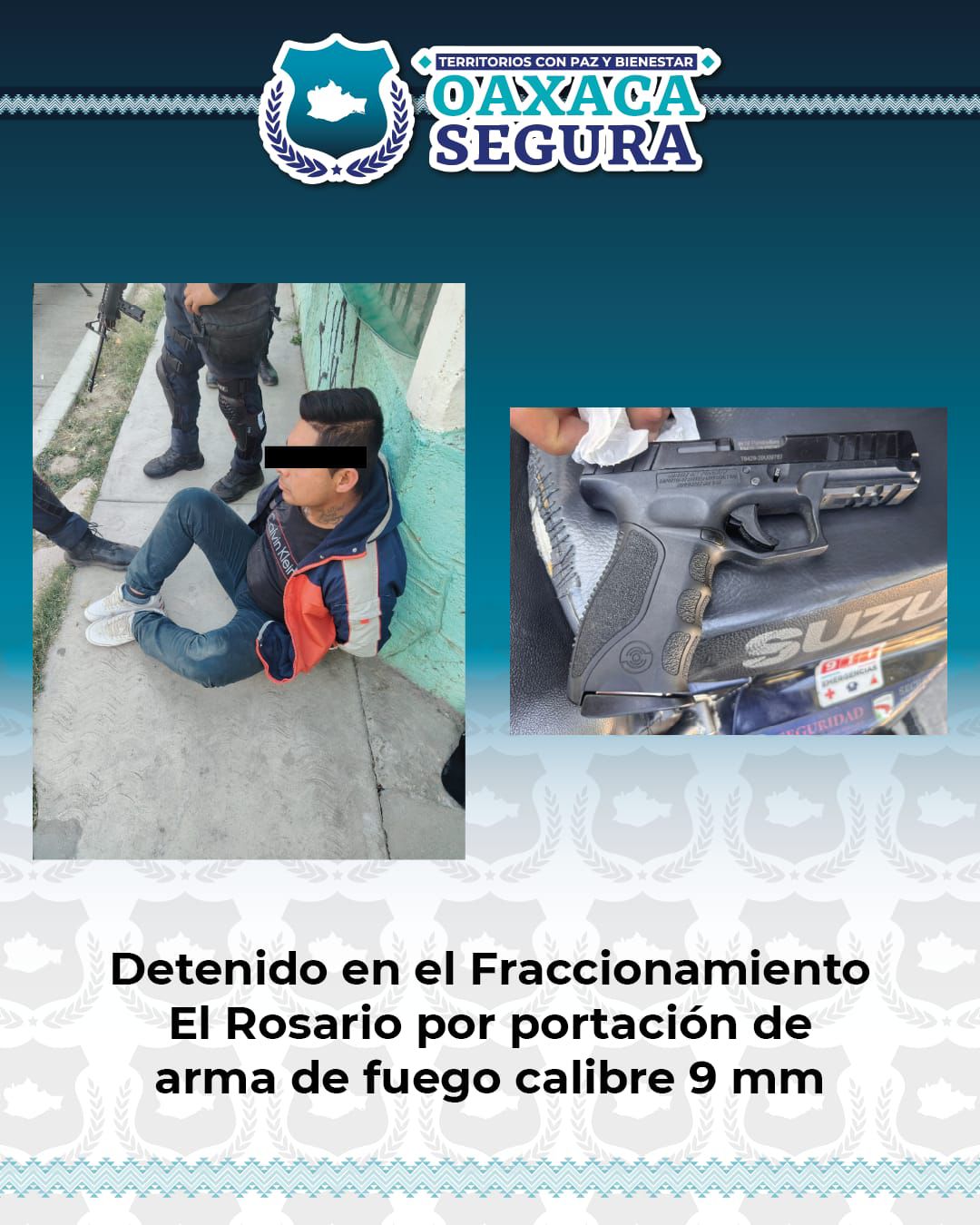 Mediante drones de seguridad, localizan C5i y Policía Estatal vehículo y detiene a cuatro personas, tras llamada de auxilio de joven