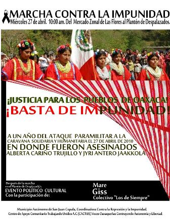 A un año sin justicia, protestará municipio Autónomo de Copala, por ejecución de defensores de derechos humanos