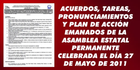 Acuerdos, tareas, pronunciamientos y plan de acción emanados de la Asamblea Estatal Permanente