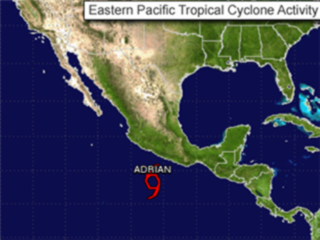 Activan alerta azul en cinco estados por “Adrián”, la tormenta presenta vientos de 110 k/h