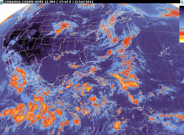 Lluvias de fuertes a intensas con tormentas eléctricas en el noreste, occidente, centro, sur y sureste de México: SMN