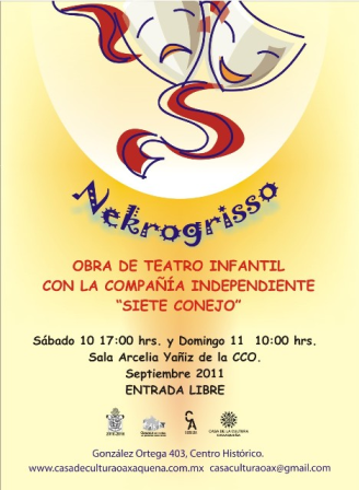 Presenta compañía “Siete Conejo” obra de teatro infantil “Nekrogrisso“