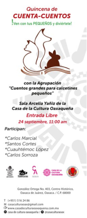 “Cuentos grandes para calcetines pequeños”, este sábado en la Casa de la Cultura