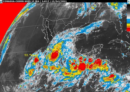 Última imagen satelital de la trayectoria del Huracán Jova