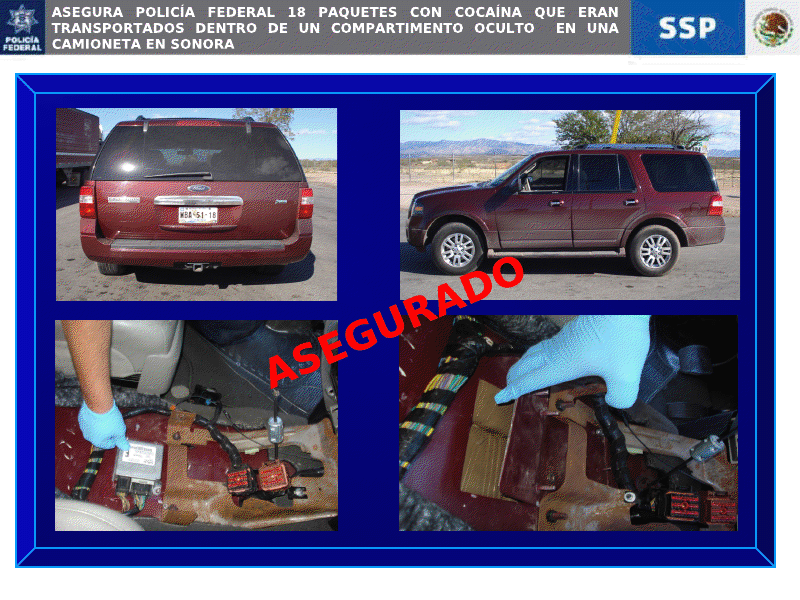 PF descubre cocaína en compartimento secreto de camioneta con destino a EU