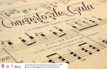 Ofrece pianisa Raúl W. Capristán concierto de gala en la Casa de la Cultura