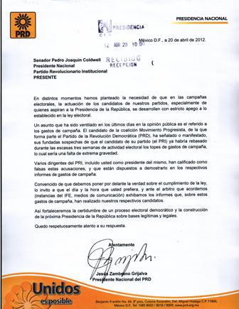 Emplaza Jesús  Zambrano a Coldwell a evidenciar gastos de campaña