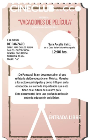Proyectarán ¡De Panzazo! en la Casa de la Cultura Oaxaqueña