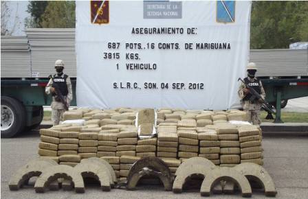 Aseguran cerca de cuatro toneladas de mariguana y 205 mil 300 pesos en Sonora