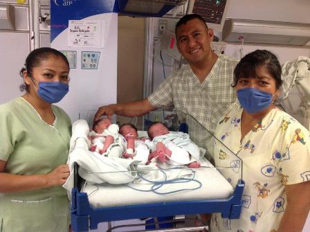 Dan de alta a trillizos nacidos en el Hospital General de Zona 1 del IMSS en Oaxaca