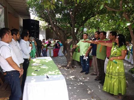 Rinden protesta tres comités municipales del PVEM-Oaxaca en el Istmo de Tehuantepec