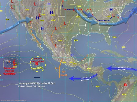 Lluvias fuertes a muy fuertes